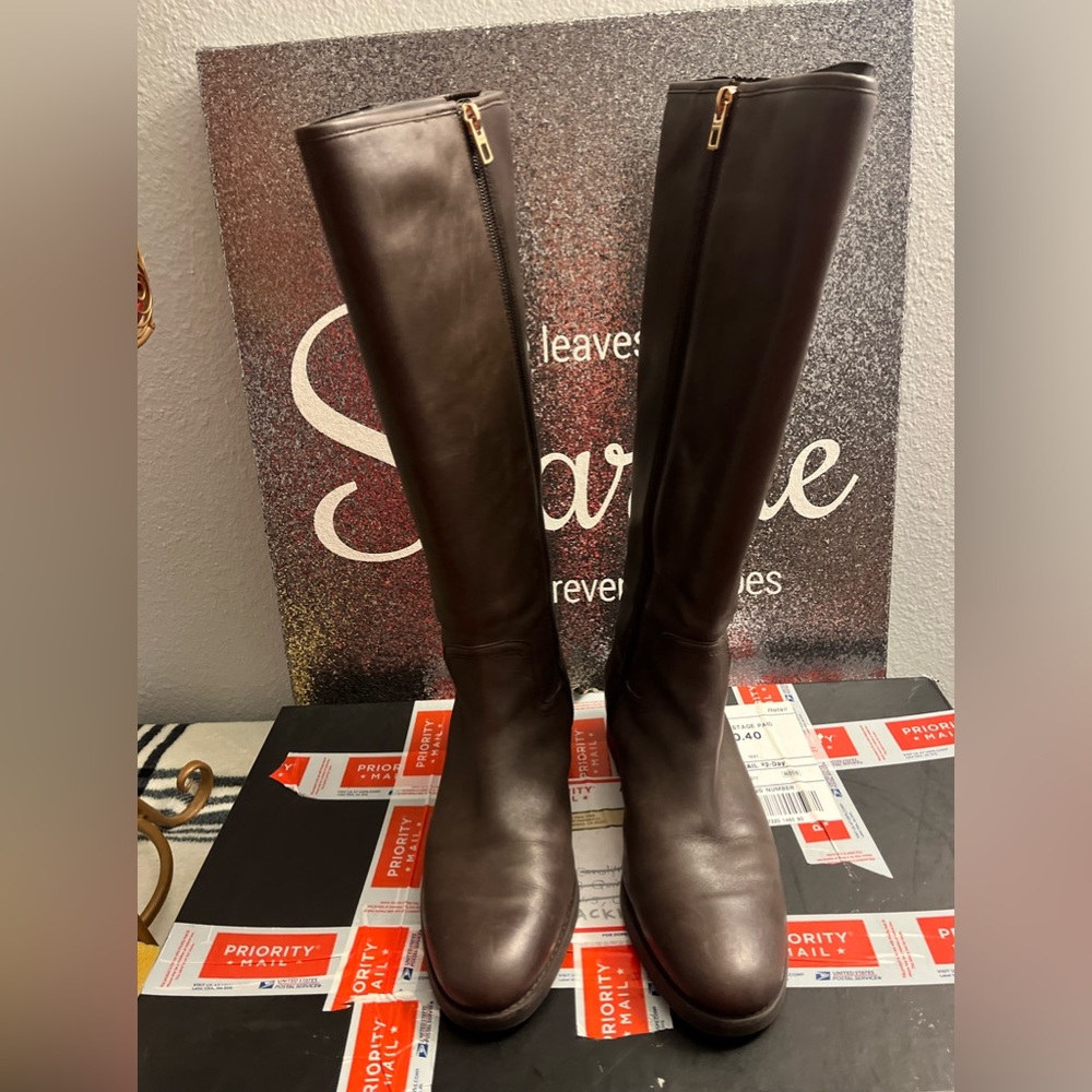 COACH Women’s Size 9 Easton Semi Matte Calf Chestnut Extended Boots.
